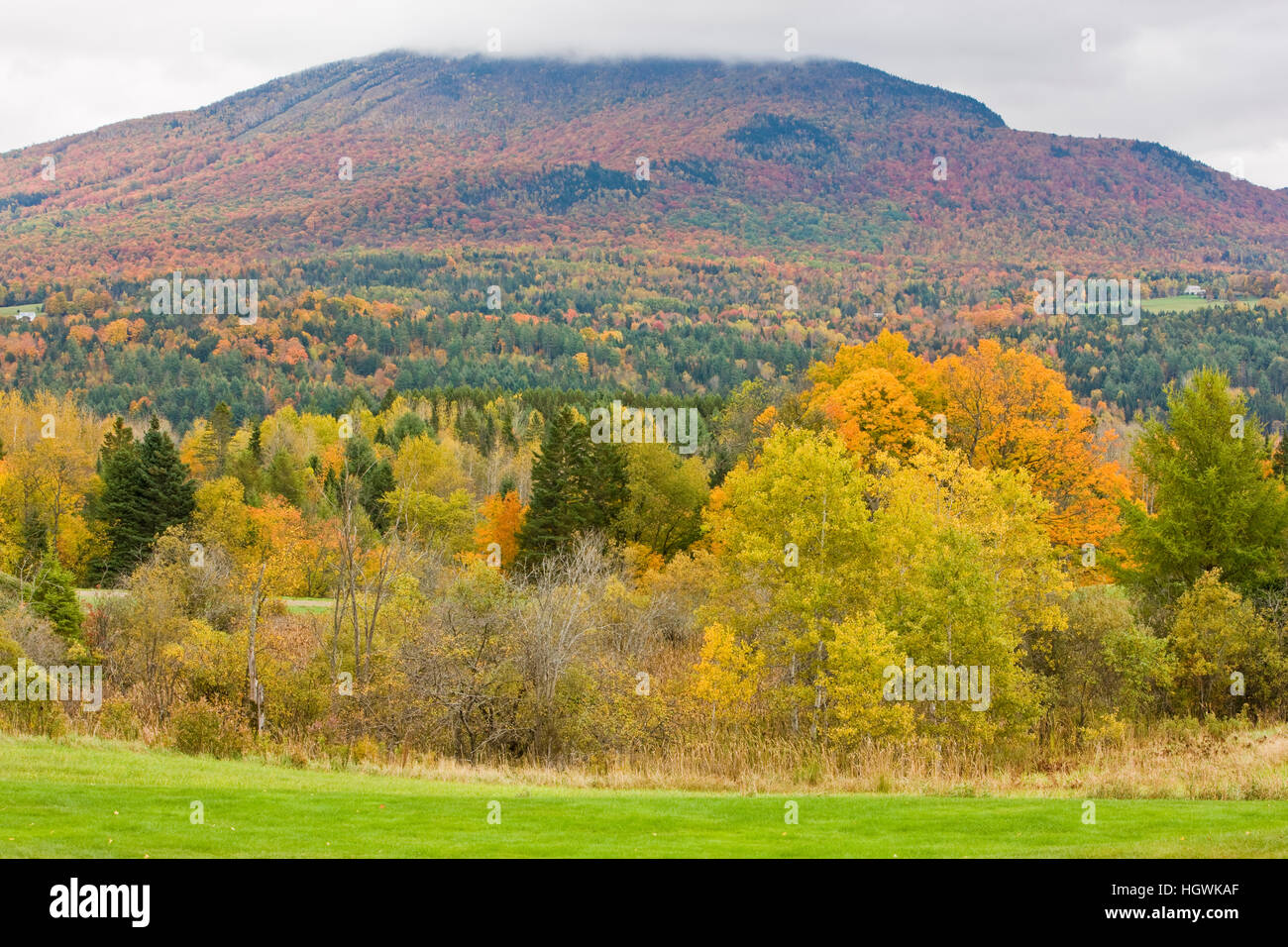 Burke Mountain in fall in Vermont's Northeast Kingdom.  East Burke. Stock Photo