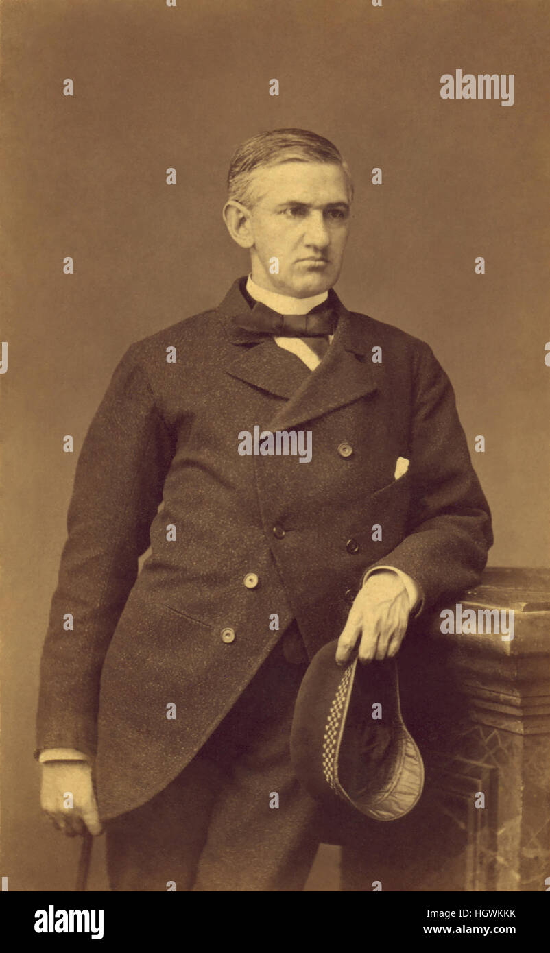 Horatio Gates Spafford in a standing portrait by Mayer & Pierson, Paris, France, 1873. Spafford (1828-1888) was a prosperous American lawyer, best known for writing the words to the hymn 'It Is Well With My Soul,' following a family tragedy in which four of his daughters died when the steamship they were traveling on was struck by an iron sailing vessel while crossing the Atlantic. Stock Photo
