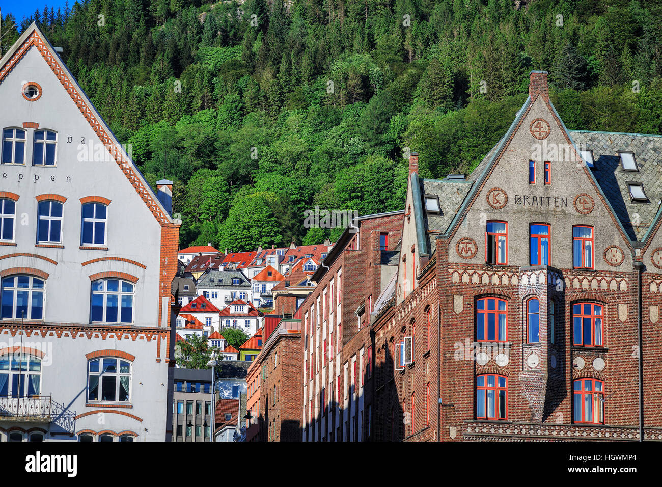 Buildings and houses in Bergen, Norway Stock Photo
