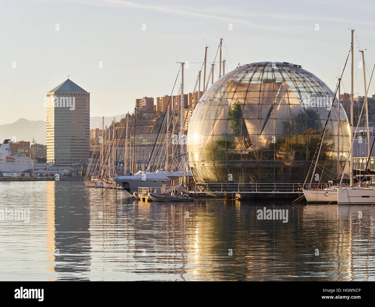 Genoa, Italy, 8 December, 2016 Porto antico (ancient port) Renzo Piano Sphere and Matitone