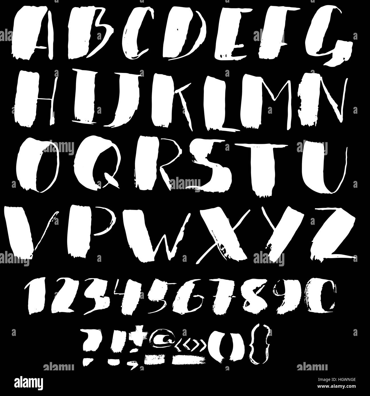 Hand drawn font made by dry brush strokes. Grunge style alphabet Stock ...