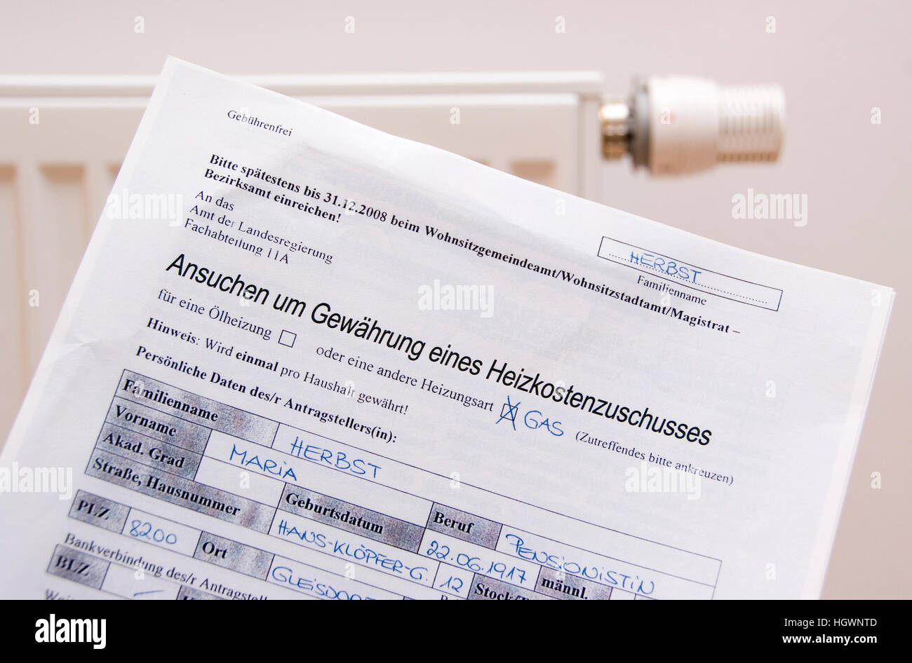 Symbolic for heating cost allowance Stock Photo Alamy