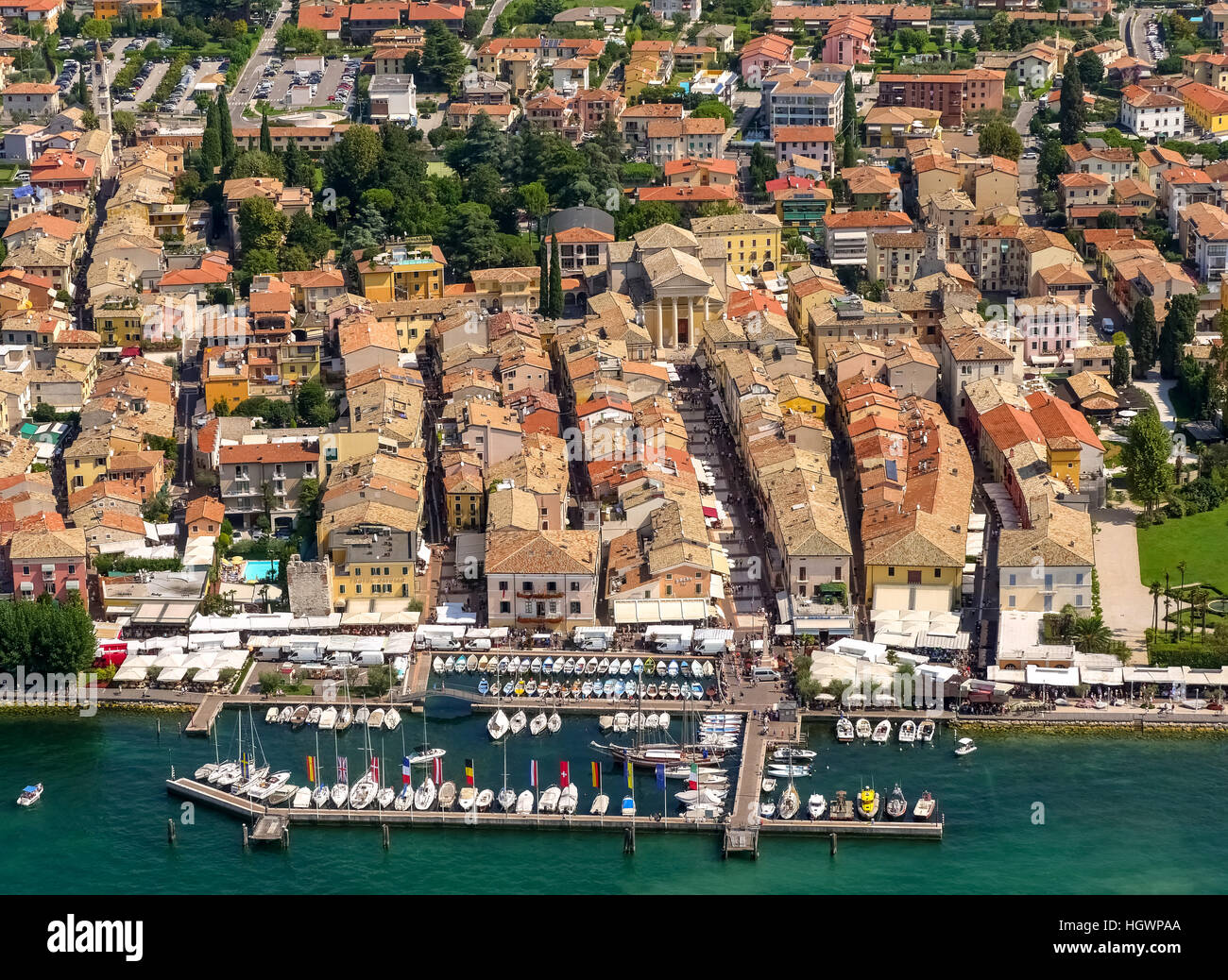 Marina with sailboats, Bardolino, Lake Garda, Veneto, Italy Stock Photo