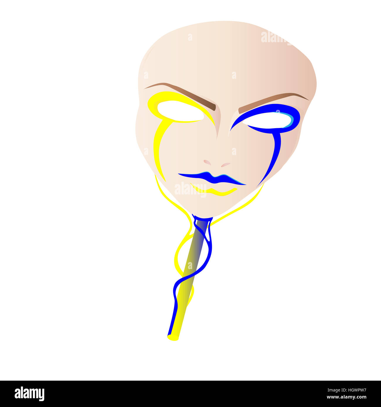 mask with reflection on yellow blue background Stock Photo - Alamy