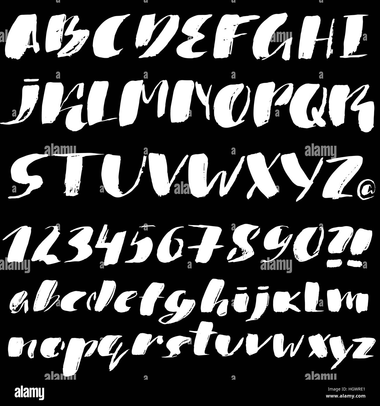 Hand drawn font made by dry brush strokes. Grunge style alphabet Stock ...