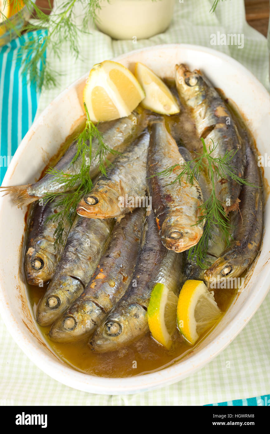 Sardine fish dish Stock Photo Alamy