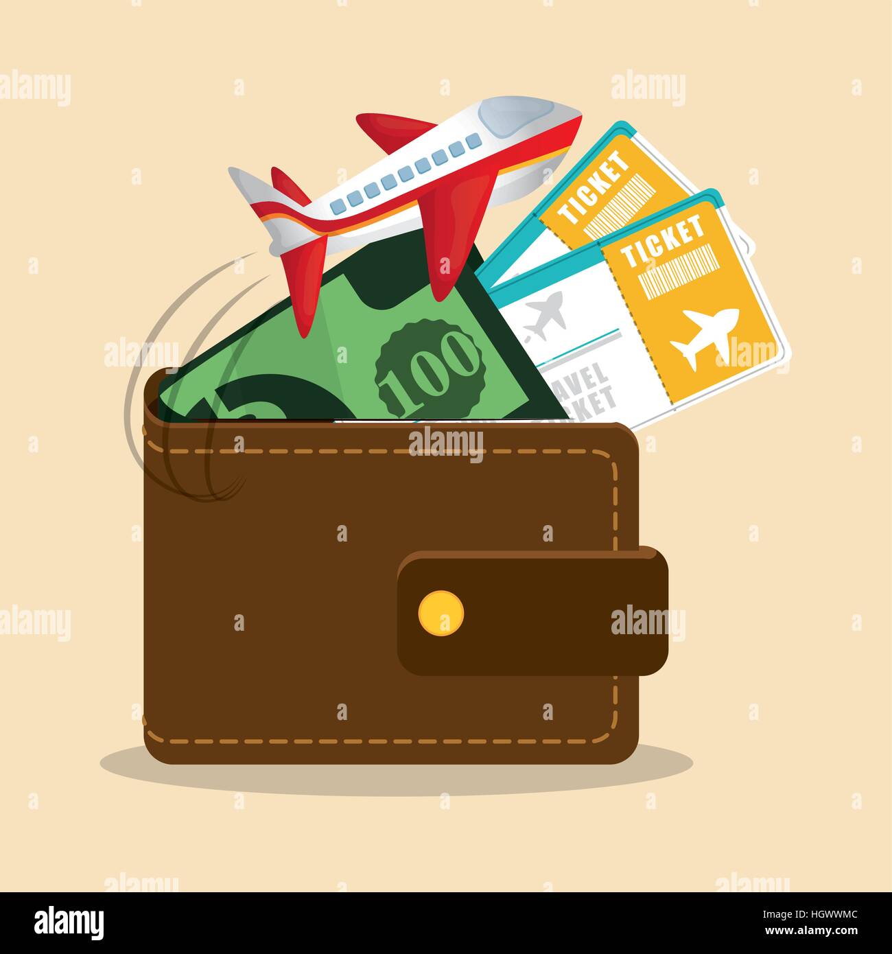 travel wallet ticket money airplane vector illustration eps 10 Stock