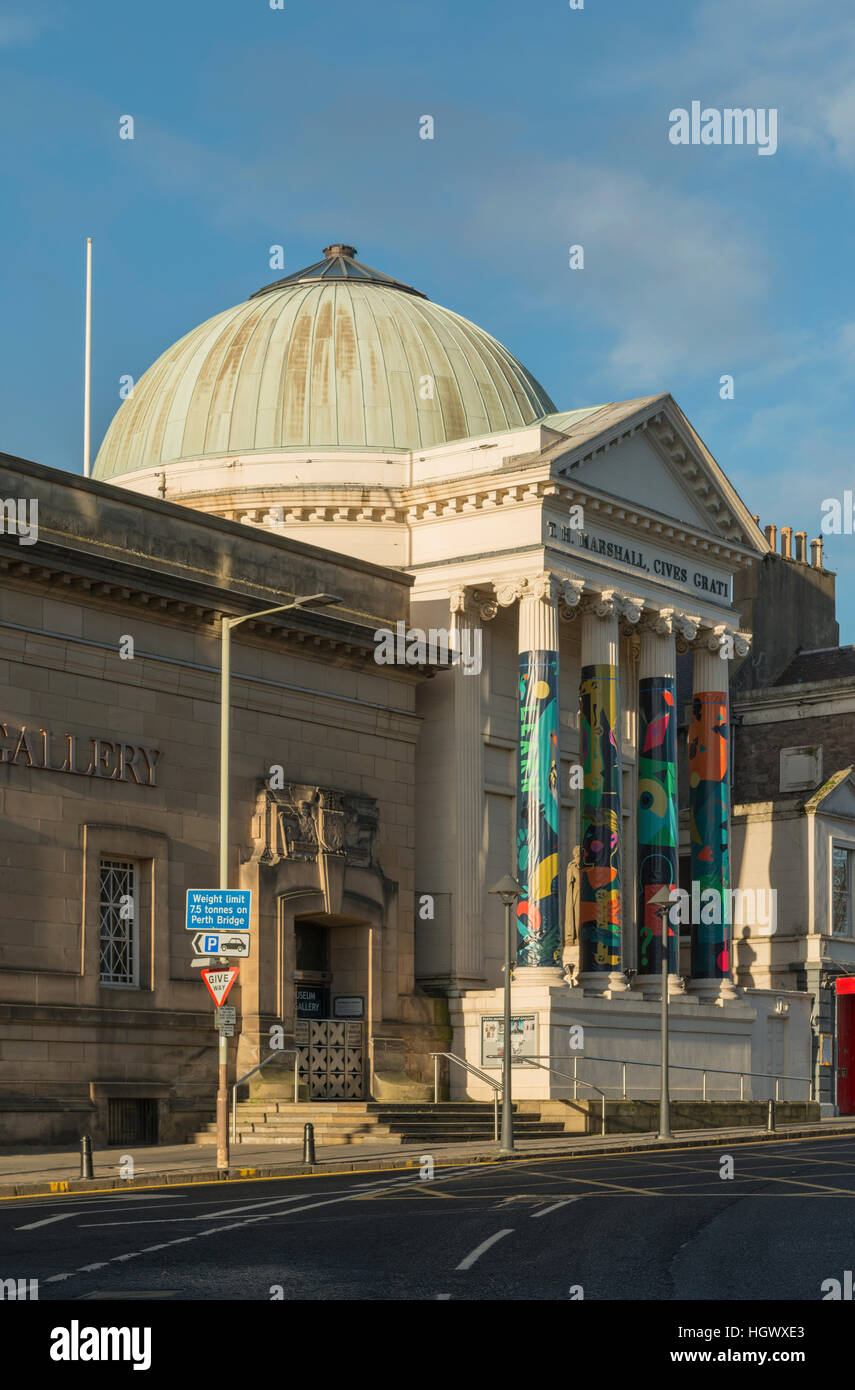 Perth Museum and Art Gallery, with Perth city of culture 2021 bid decoration, Perth, Scotland