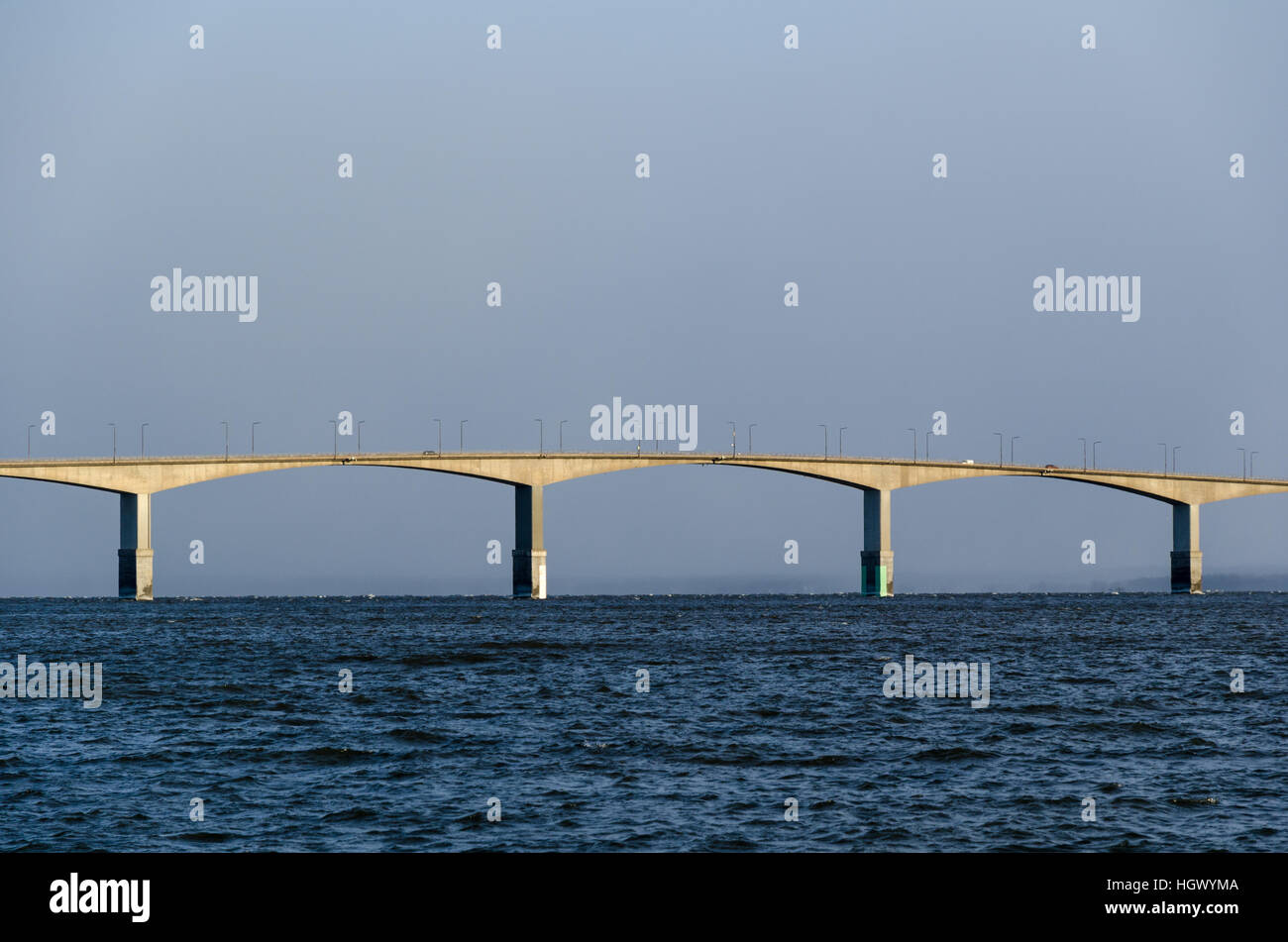 Detail of the Oland Bridge, connecting the Swedish island Oland with mainland Sweden Stock Photo