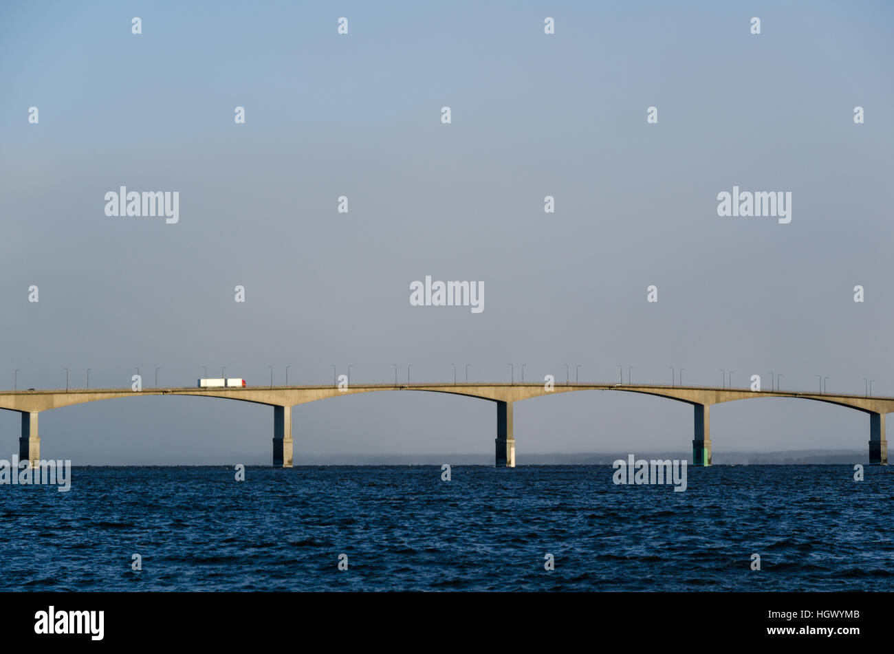 Detail of the Oland Bridge, connecting the Swedish island Oland with mainland Sweden Stock Photo