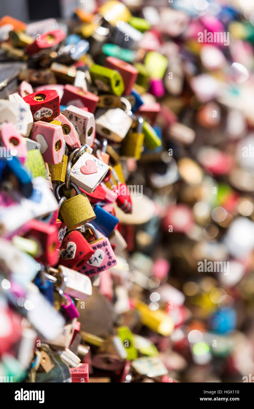 Padlocks of love, N Seoul Tower, Seoul, South Korea Stock Photo Alamy