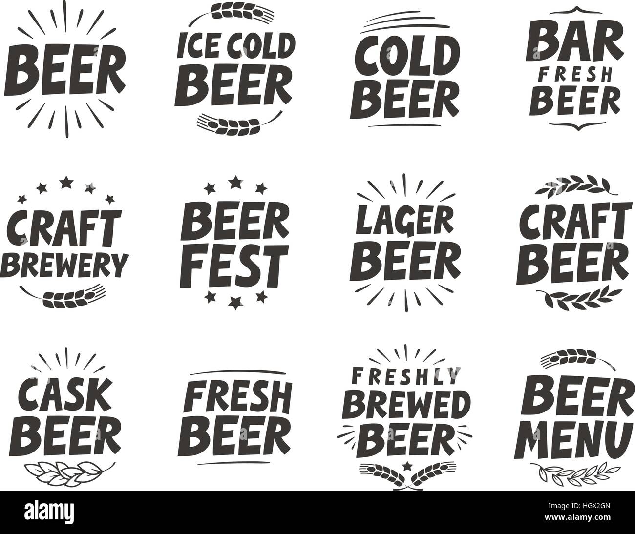 Vector set labels. Craft beer tags and elements for restaurant, cafe, bar or pub Stock Vector