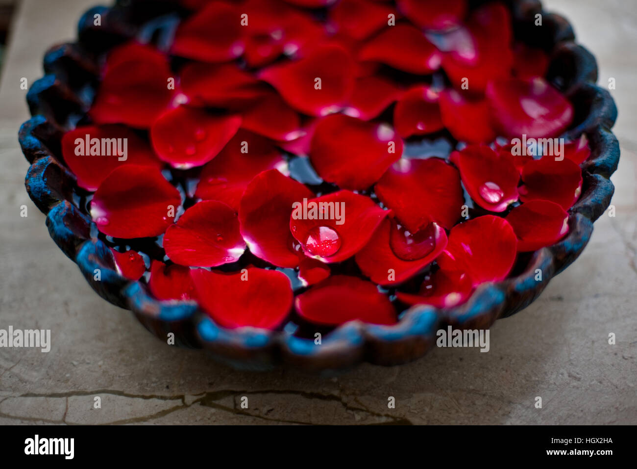 Rose Petals in ceramic bowl, India Stock Photo Alamy