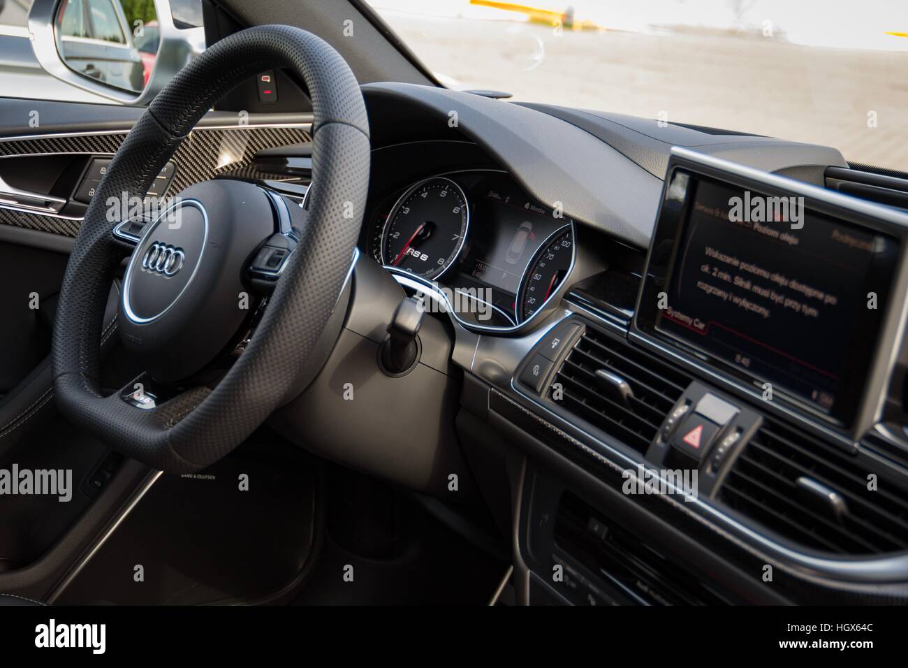 Poznan, Poland - June 3, 2013 Audi Sportcars Driving Experience. Presentation of the sports car Audi R8, RS6, RS4. Stock Photo