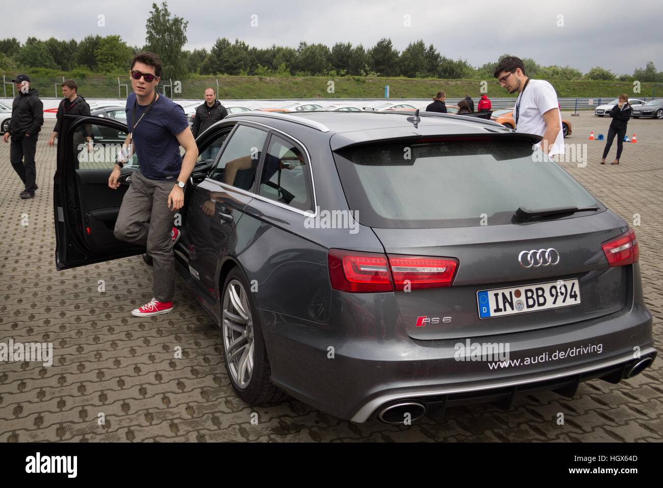 Poznan, Poland - June 3, 2013 Audi Sportcars Driving Experience. Presentation of the sports car Audi R8, RS6, RS4. Stock Photo