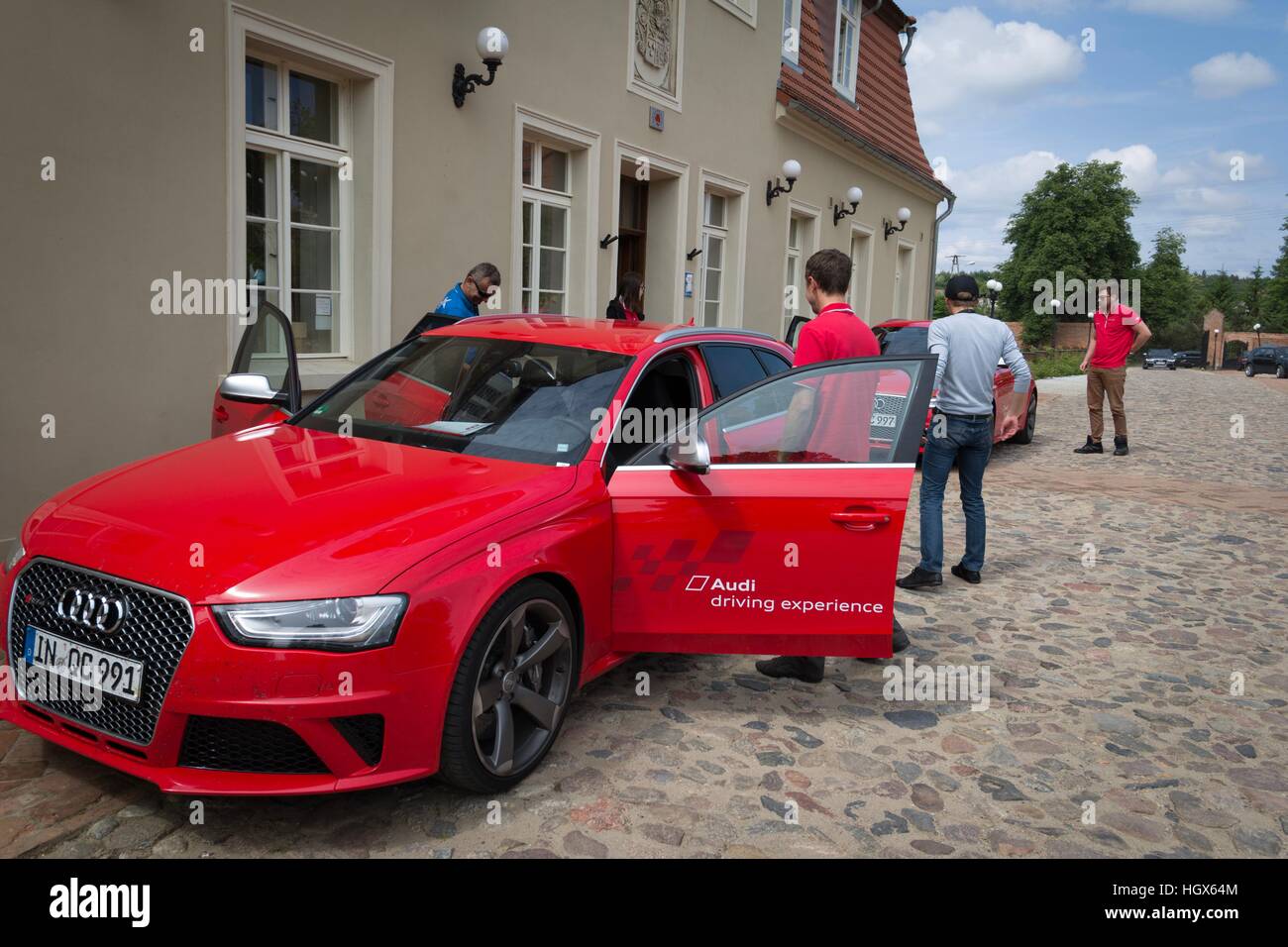 Poznan, Poland - June 3, 2013 Audi Sportcars Driving Experience. Presentation of the sports car Audi R8, RS6, RS4. Stock Photo