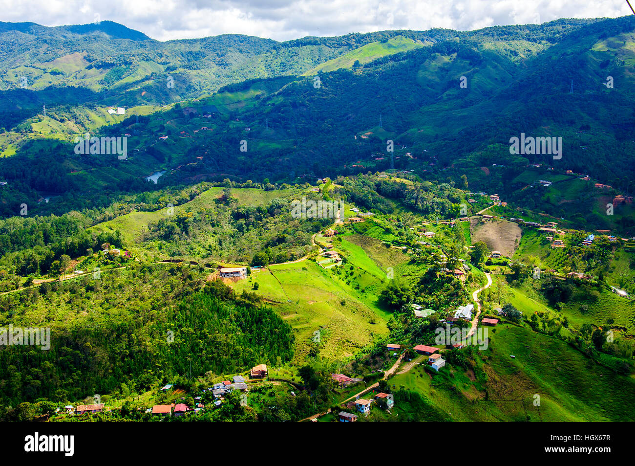 Panoramic view from Rock of Guatape in  Medellin, Colombia Stock Photo