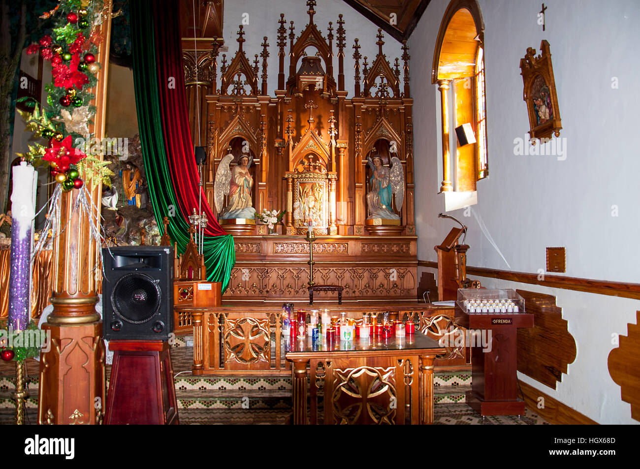 interior images of Church of Our Lady Carmen in Guatape, Medellin, Colombia Stock Photo