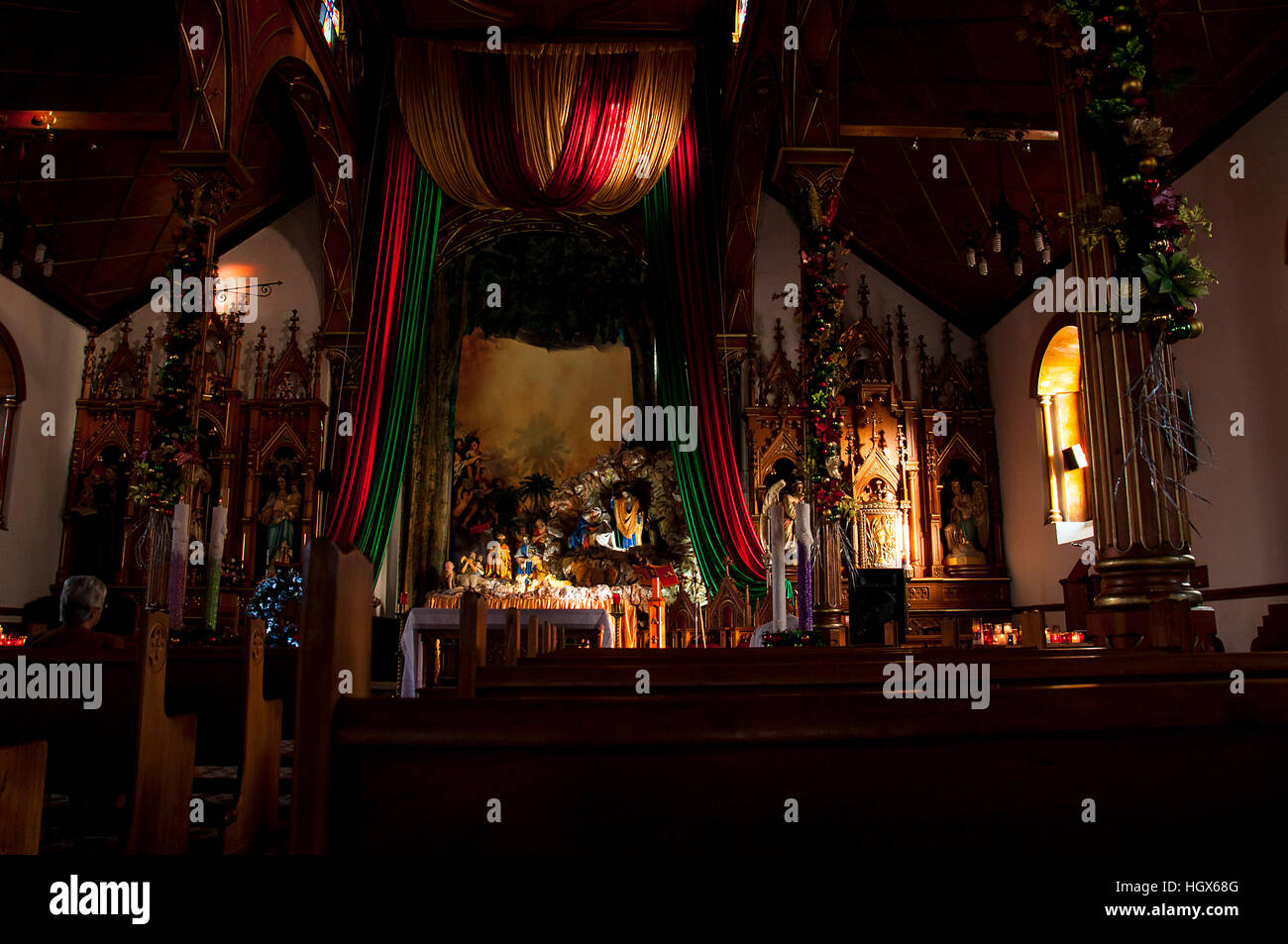 interior images of Church of Our Lady Carmen in Guatape, Medellin, Colombia Stock Photo