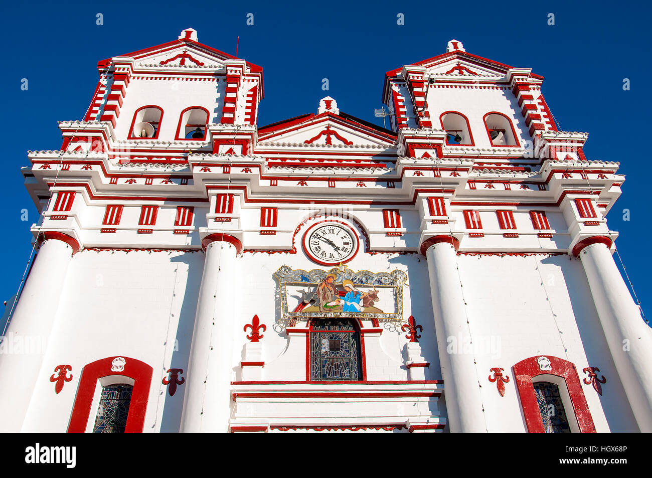 Church of Our Lady of Carmen, in city centre Guatape Stock Photo