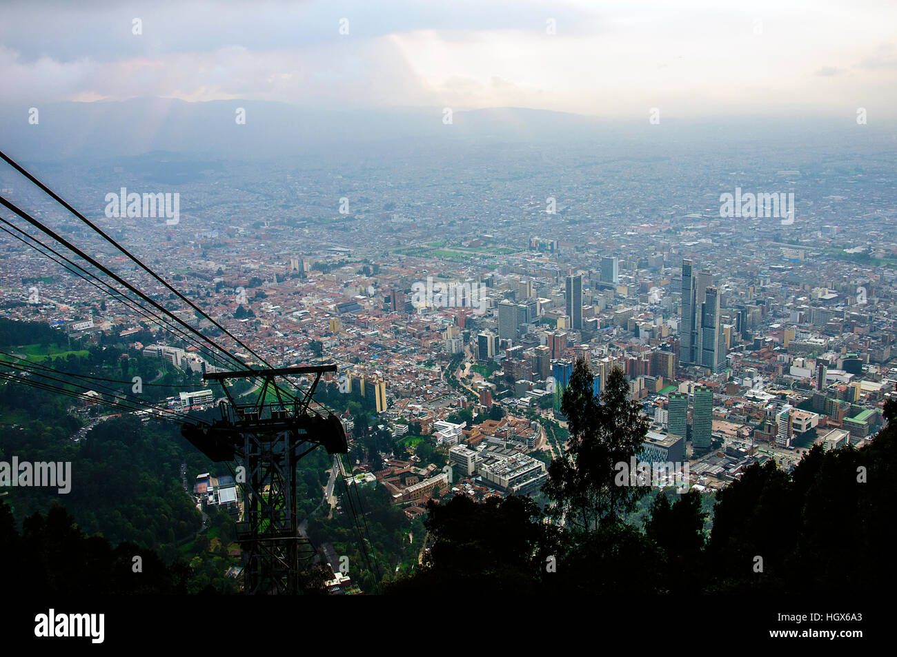 Central Business District,  view from Cerro Monserrate, Bogotá, Colombia Stock Photo