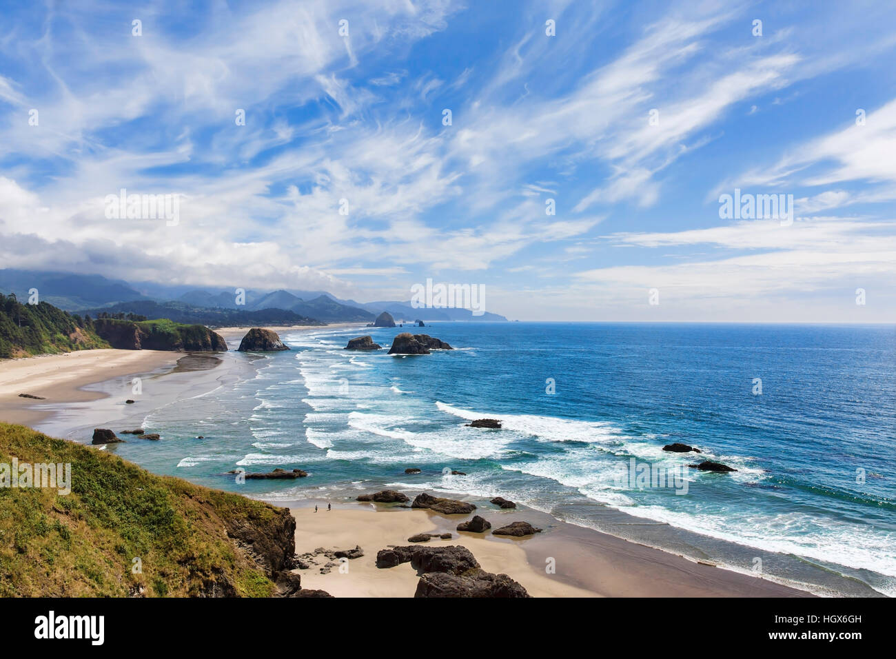 Seascape from Ecola State Park, Oregon, U.S. Highway 101 along the Oregon Coast. Stock Photo