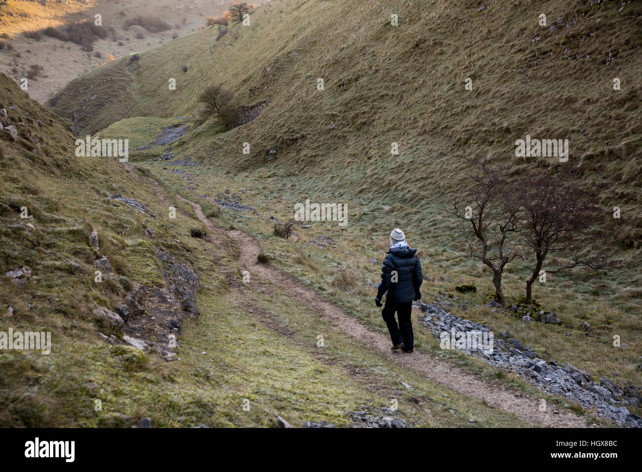 Woman alone walking winter park hi-res stock photography and images - Alamy
