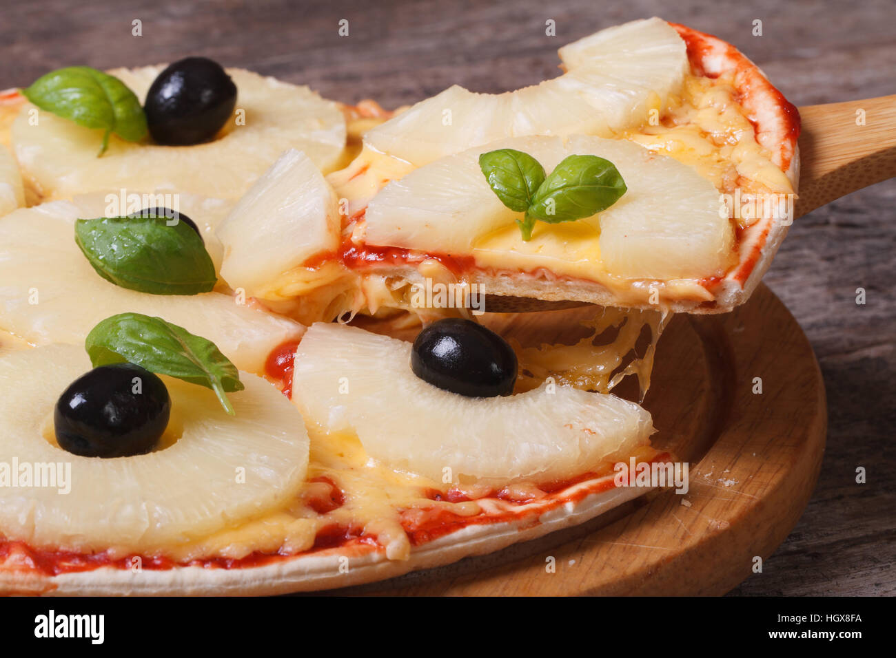 Pizza pineapple black olives on hi-res stock photography and images - Alamy