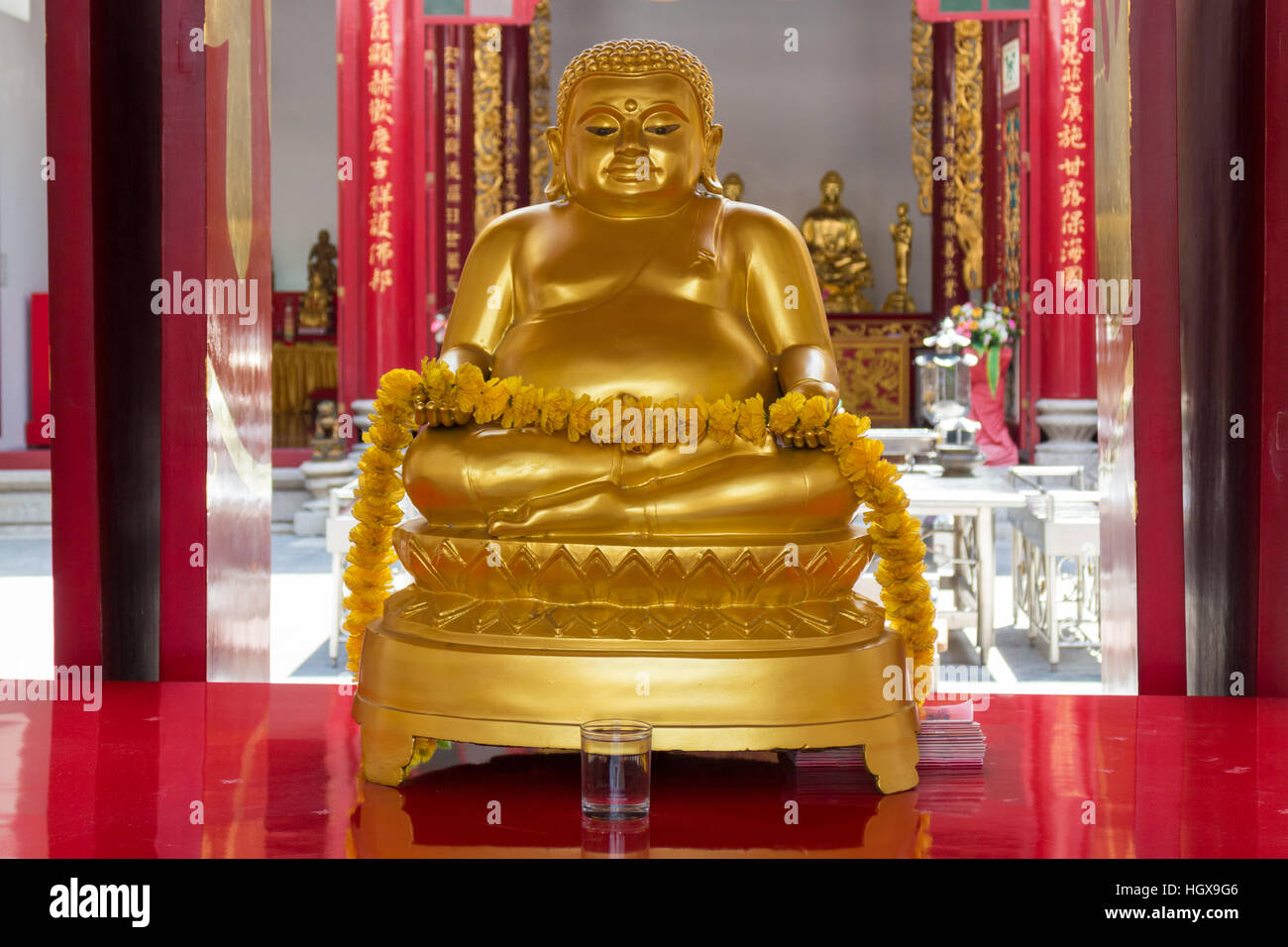 Buddha Statue in CHinese temple in Bangkok Stock Photo