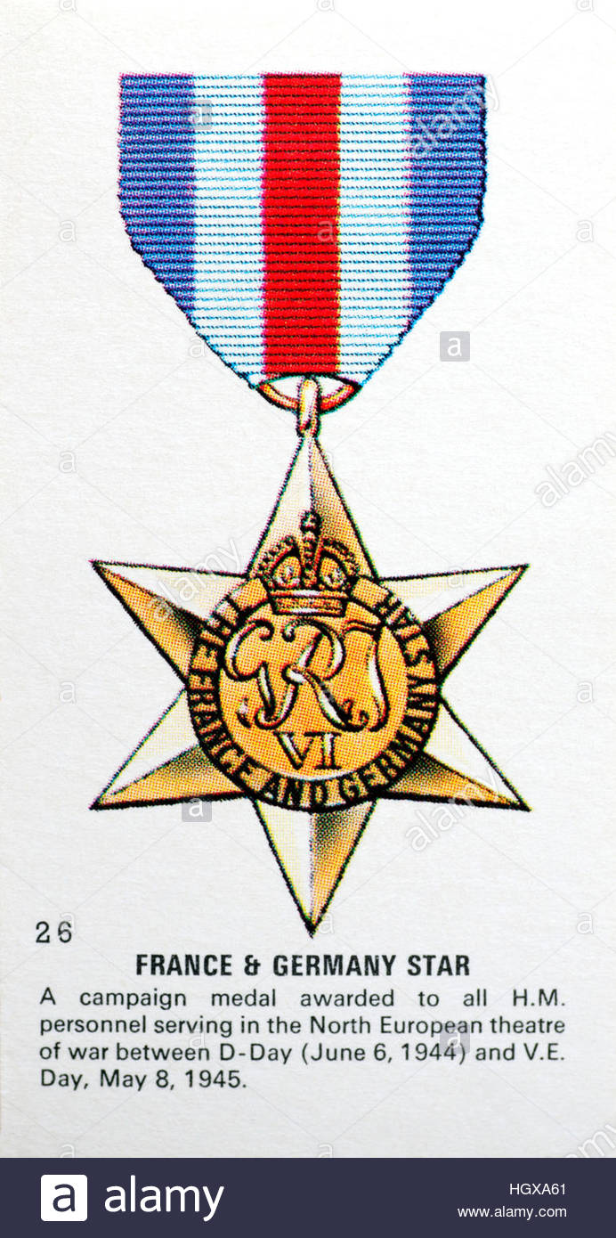 France and Germany Star, a British campaign medal awarded to service personnel in NE Europe between D-Day and V.E. day Stock Photo