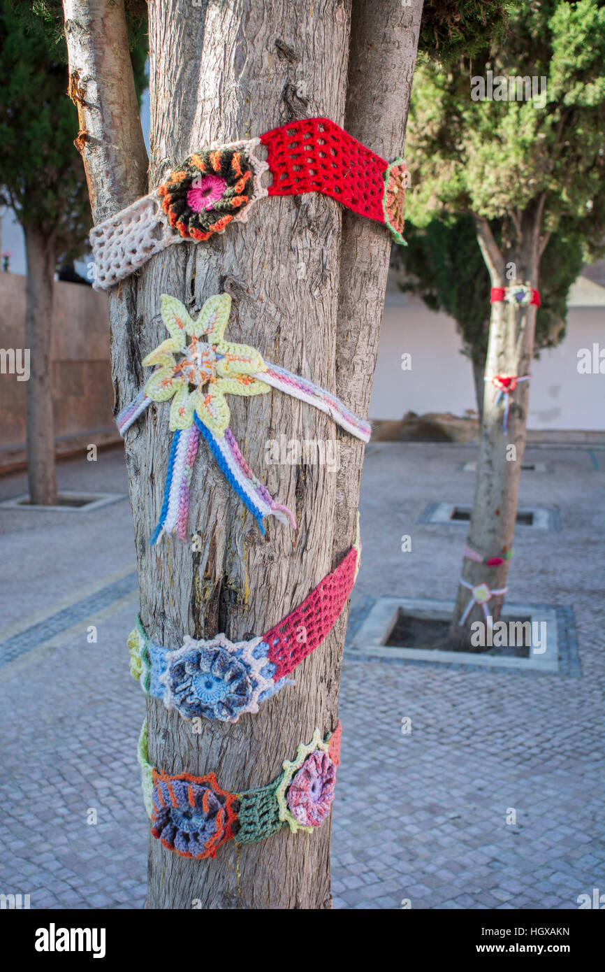 Urban Knitting in Loule, Loule, Algarve, Portugal Stock Photo