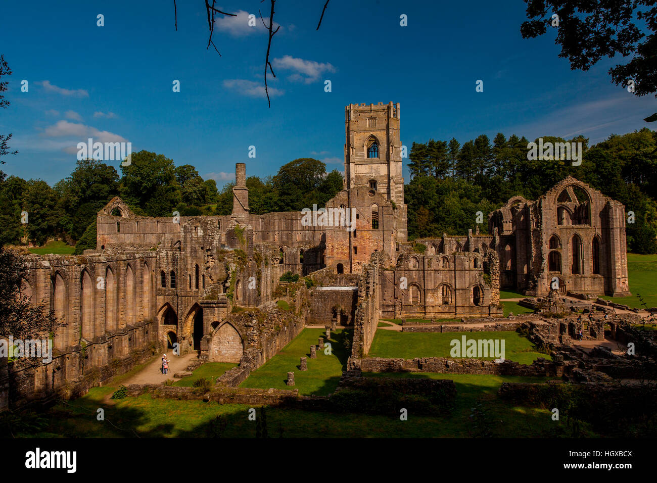 Abbey, Fountains Abbey UNESCO World Heritage site, Yorkshire, UK Stock
