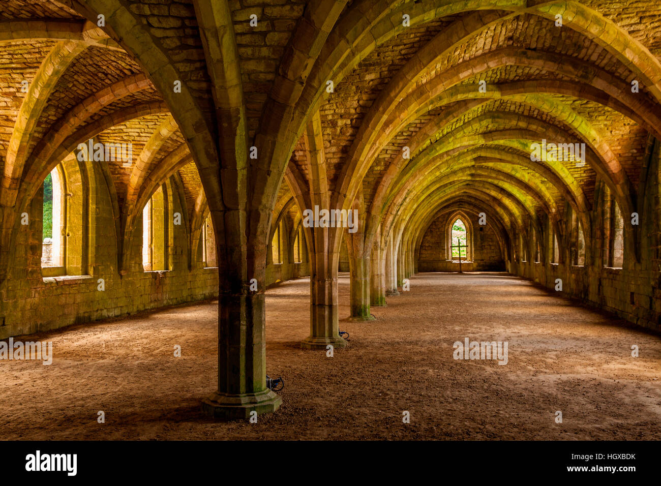 Abbey, Fountains Abbey UNESCO World Heritage site, Yorkshire, UK Stock