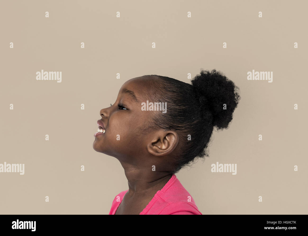 Young african descent kid profile portrait Stock Photo Alamy