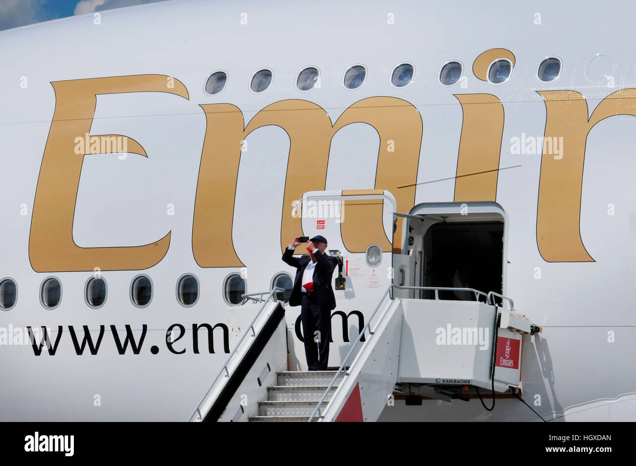 Besucher, Airbus A380, ILA, Berlin-Schoenefeld, Deutschland Stock Photo