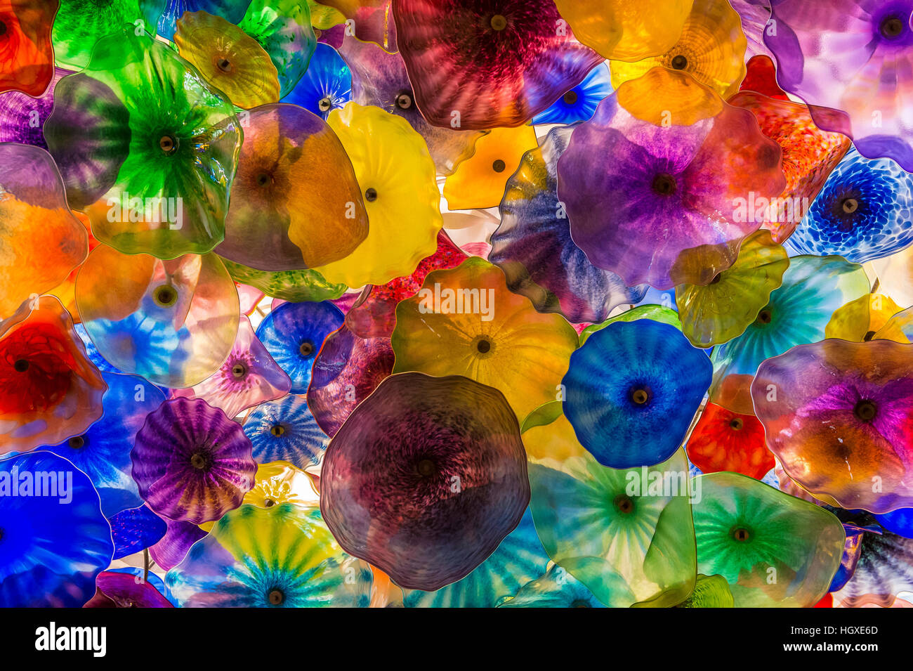The Hand Blown Glass Flower Ceiling at the Bellagio Hotel Stock Photo