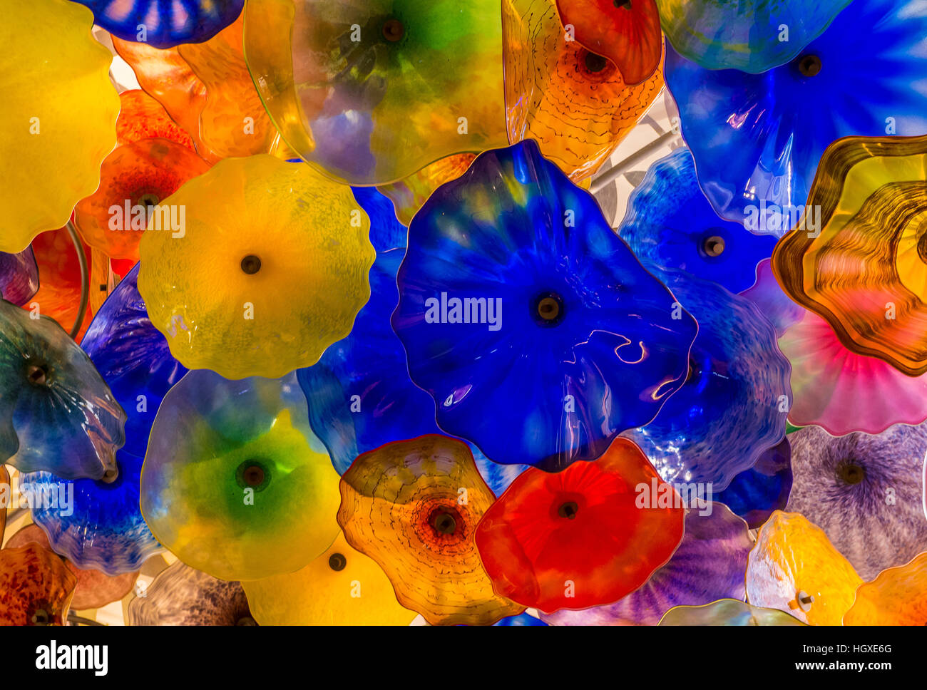 The Hand Blown Glass Flower Ceiling at the Bellagio Hotel Stock Photo