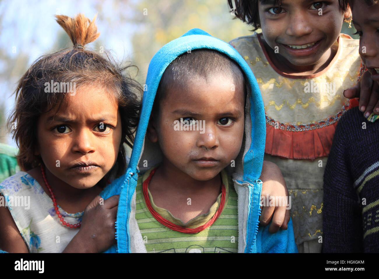 Homeless kids. Poor little vagabond children in India Stock Photo - Alamy