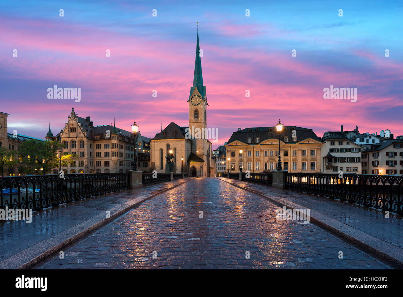 Zurich. Image of Zurich, capital of Switzerland, during dramatic sunset