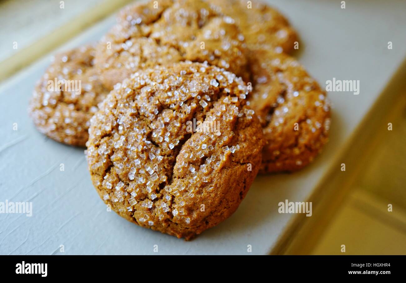 Ginger snap cookies with sparkling crystallized sugar Stock Photo Alamy