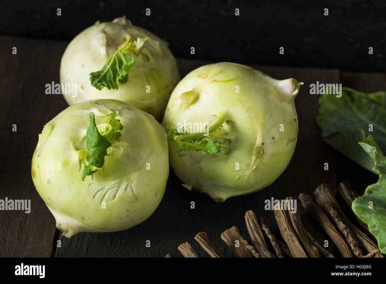 Raw Organic Green Kohlrabi in a Bunch Stock Photo Alamy