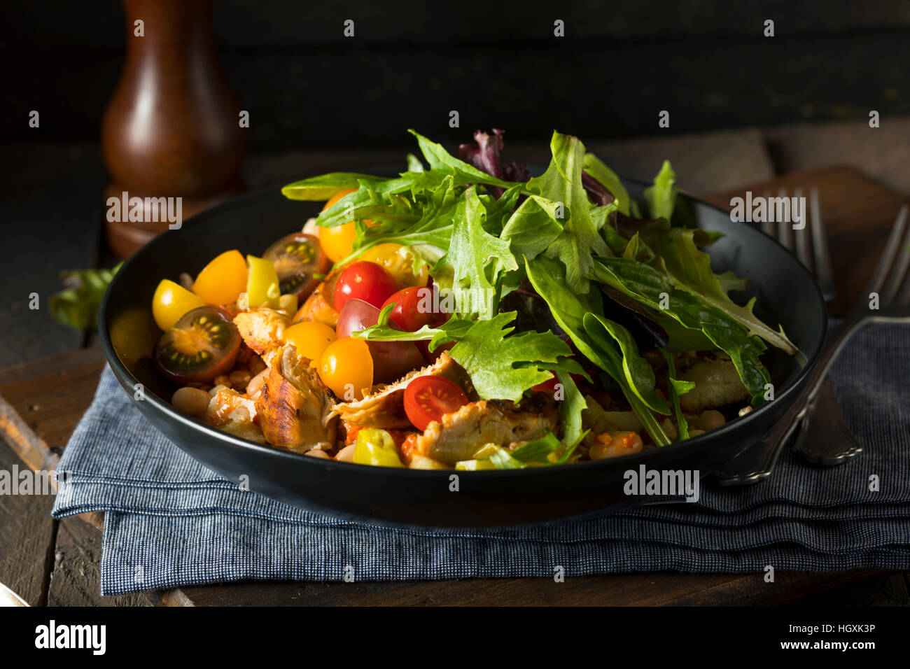 Healthy Organic Mediterranean Buddha Farro Grain Bowl with Lettuce and