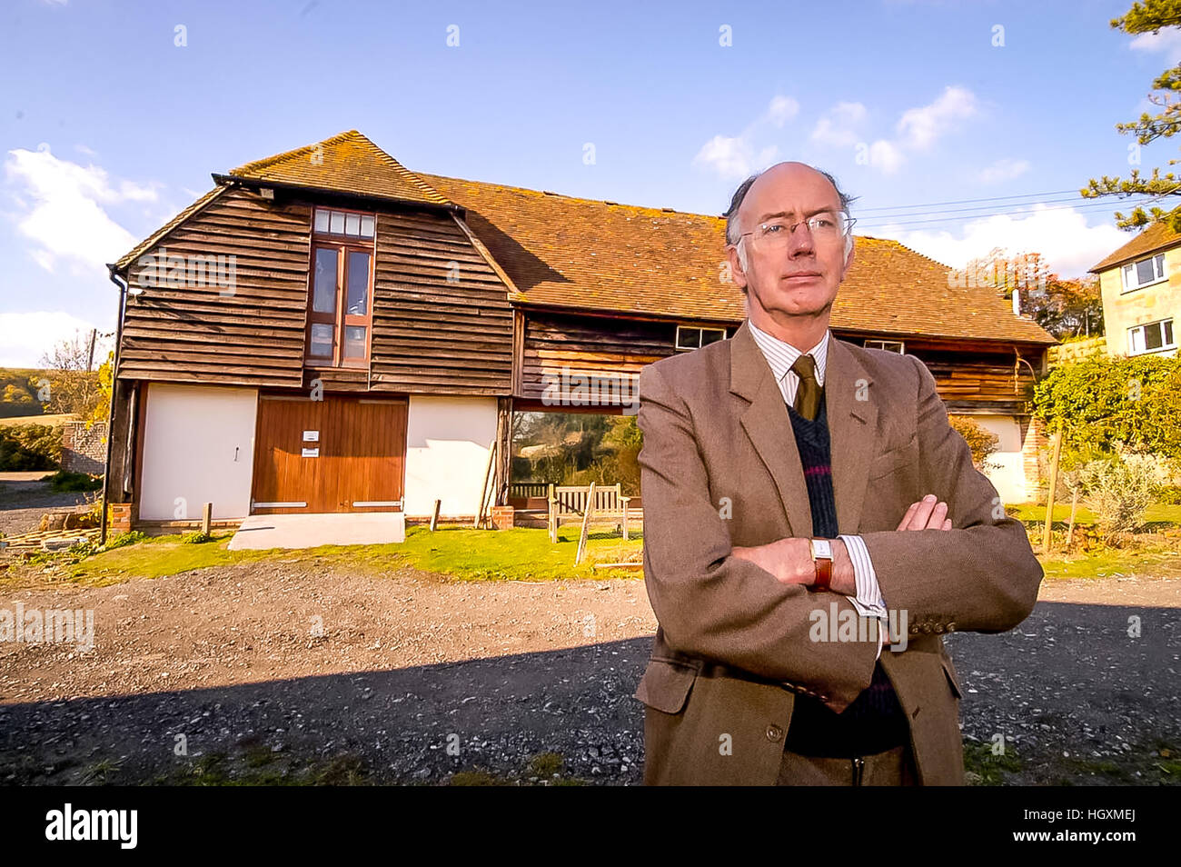 Lord Hampden, on his estate at Glynde Place, near Lewes, East Sussex. Stock Photo