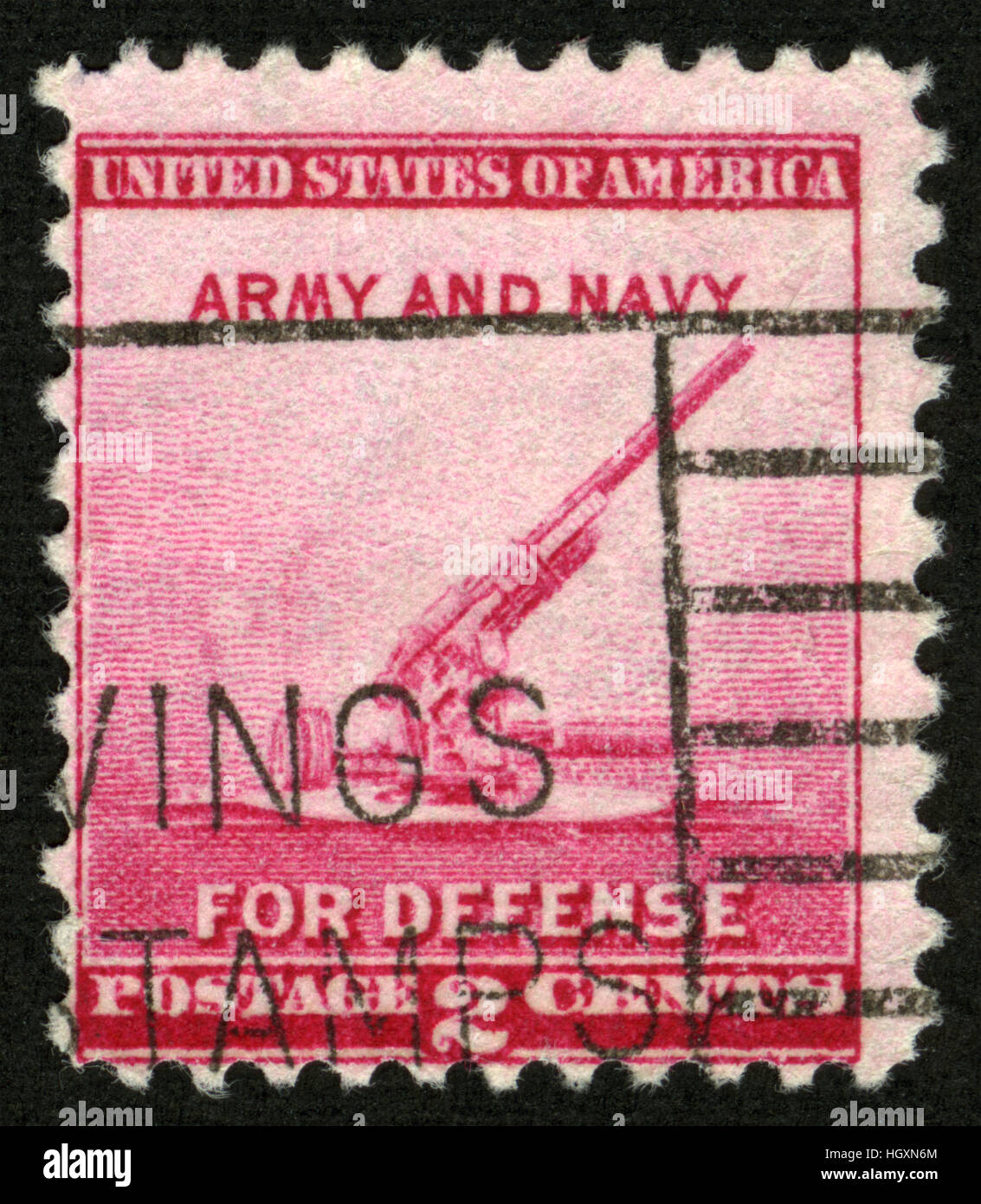 US circa 1940 postage stamp Army and navy for defense Stock