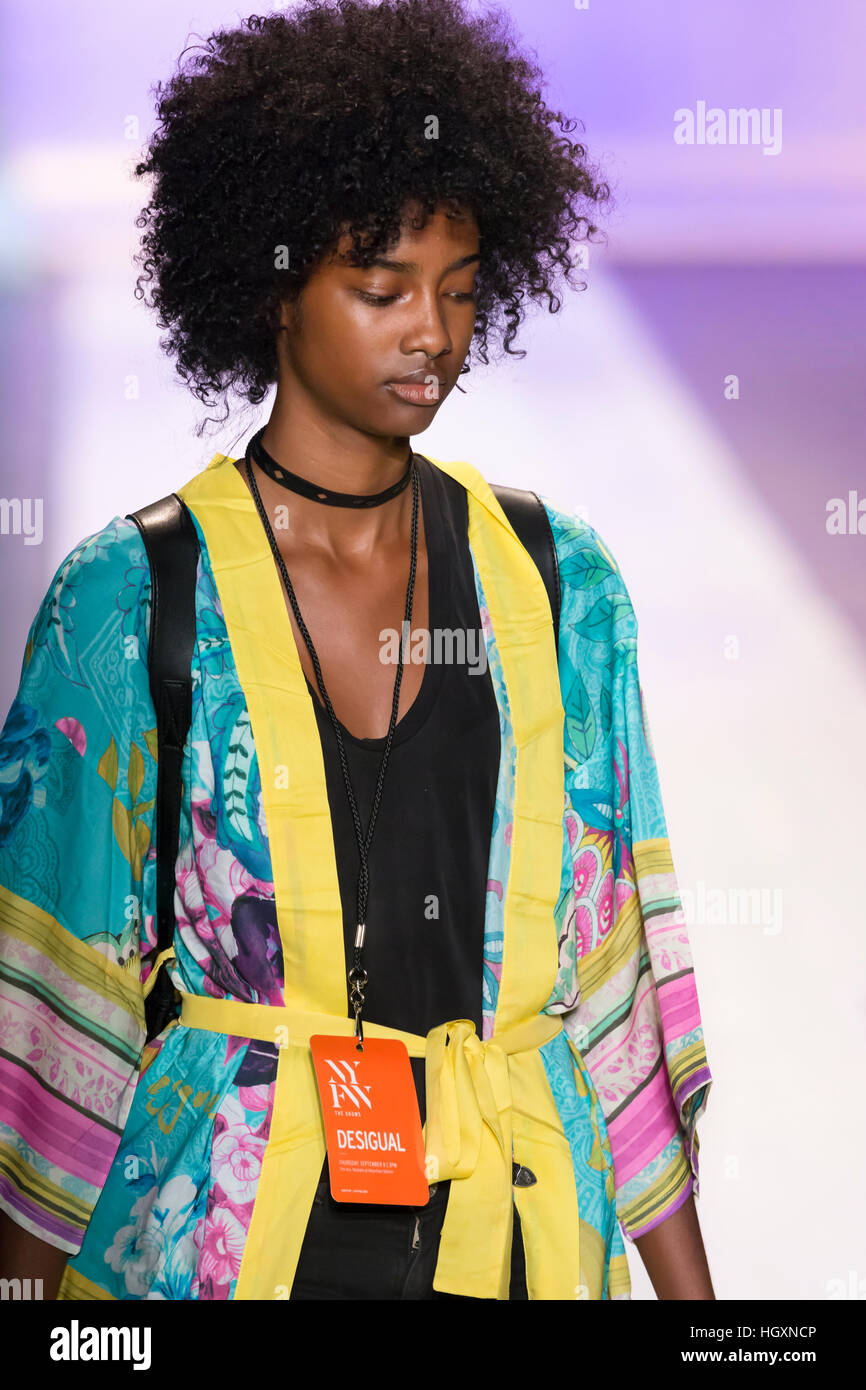 New York, USA - September 08, 2016: Crystal Noreiga walks the runway during  rehearsal for the Desigual Spring 2017 fashion show Stock Photo - Alamy