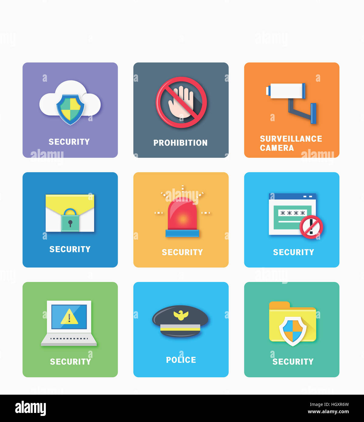 Various icons related to security Stock Photo - Alamy