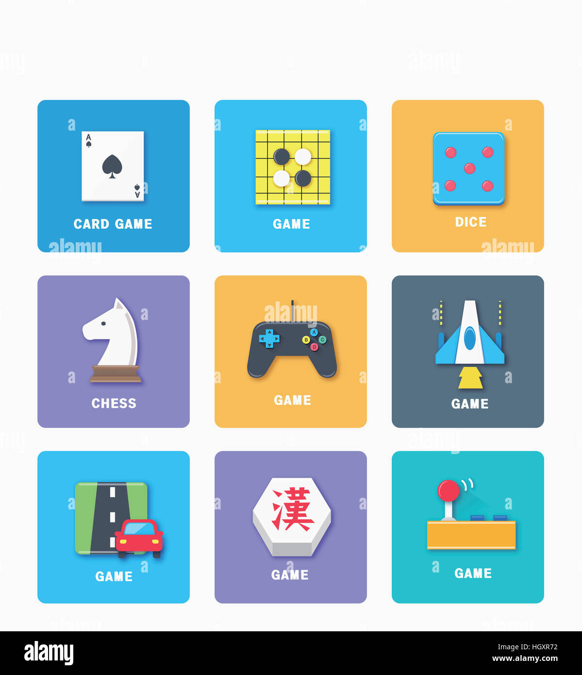 Various icons related to game Stock Photo - Alamy