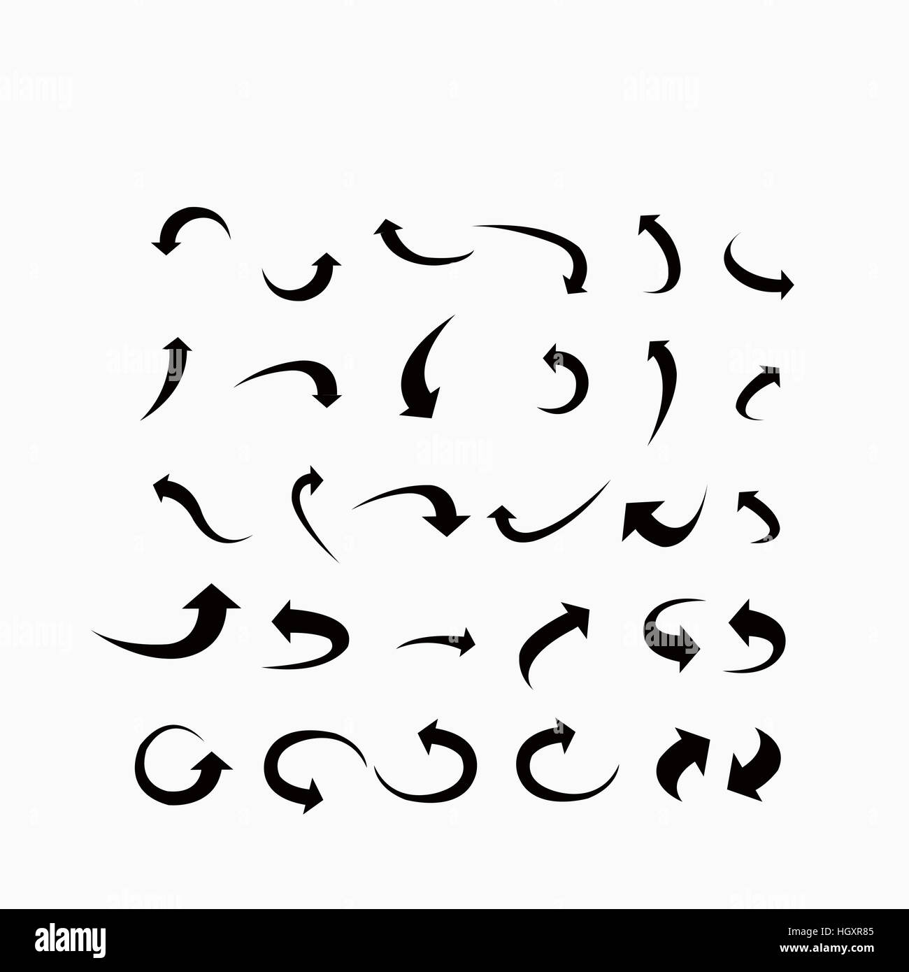 Various black curved arrow icons Stock Photo - Alamy