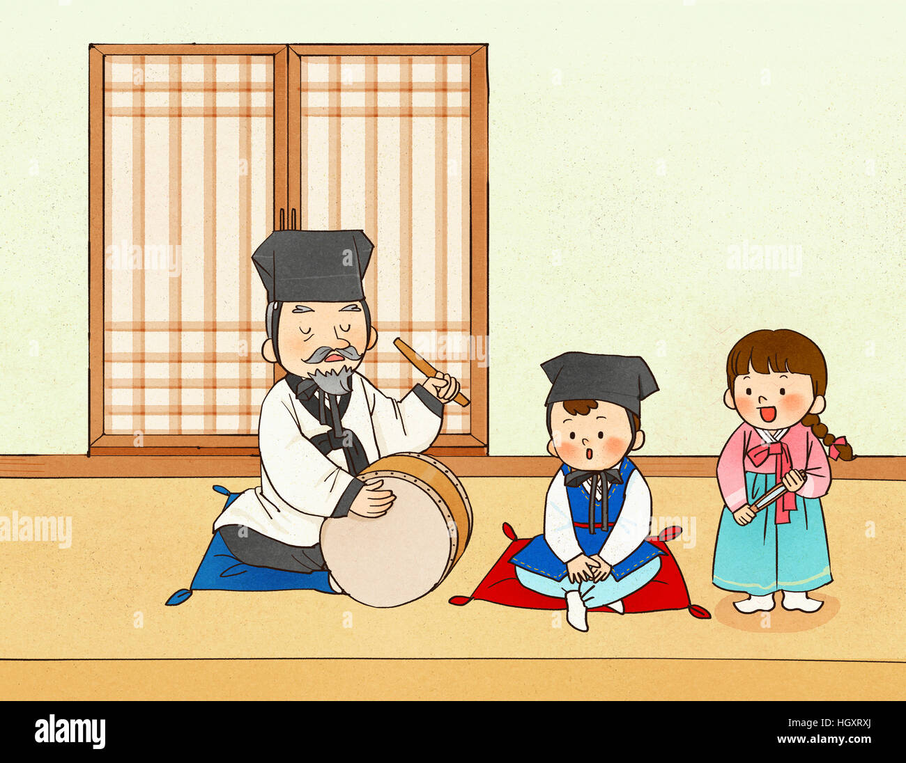 Traditional Korean art, Pansori Stock Photo Alamy