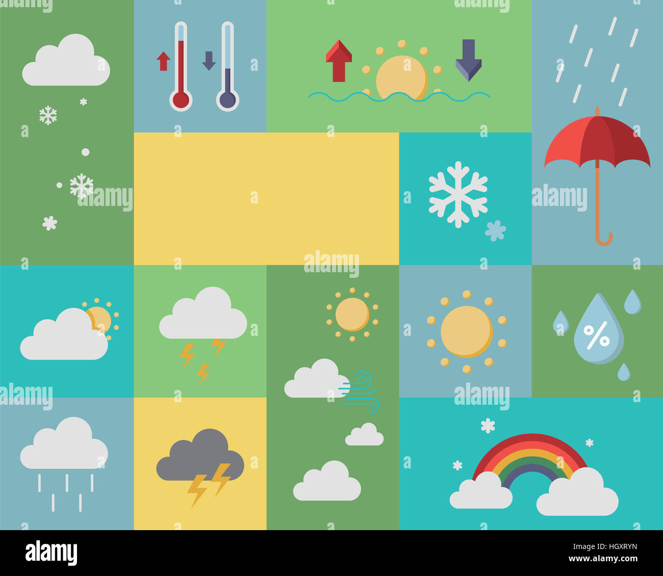 Various icons related to weather Stock Photo - Alamy